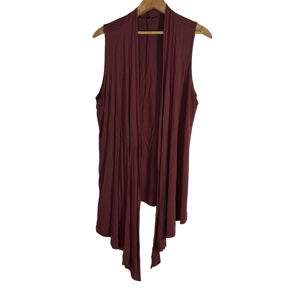 Shamaim Sleeveless Open Drape Cardigan Maroon no tags XL